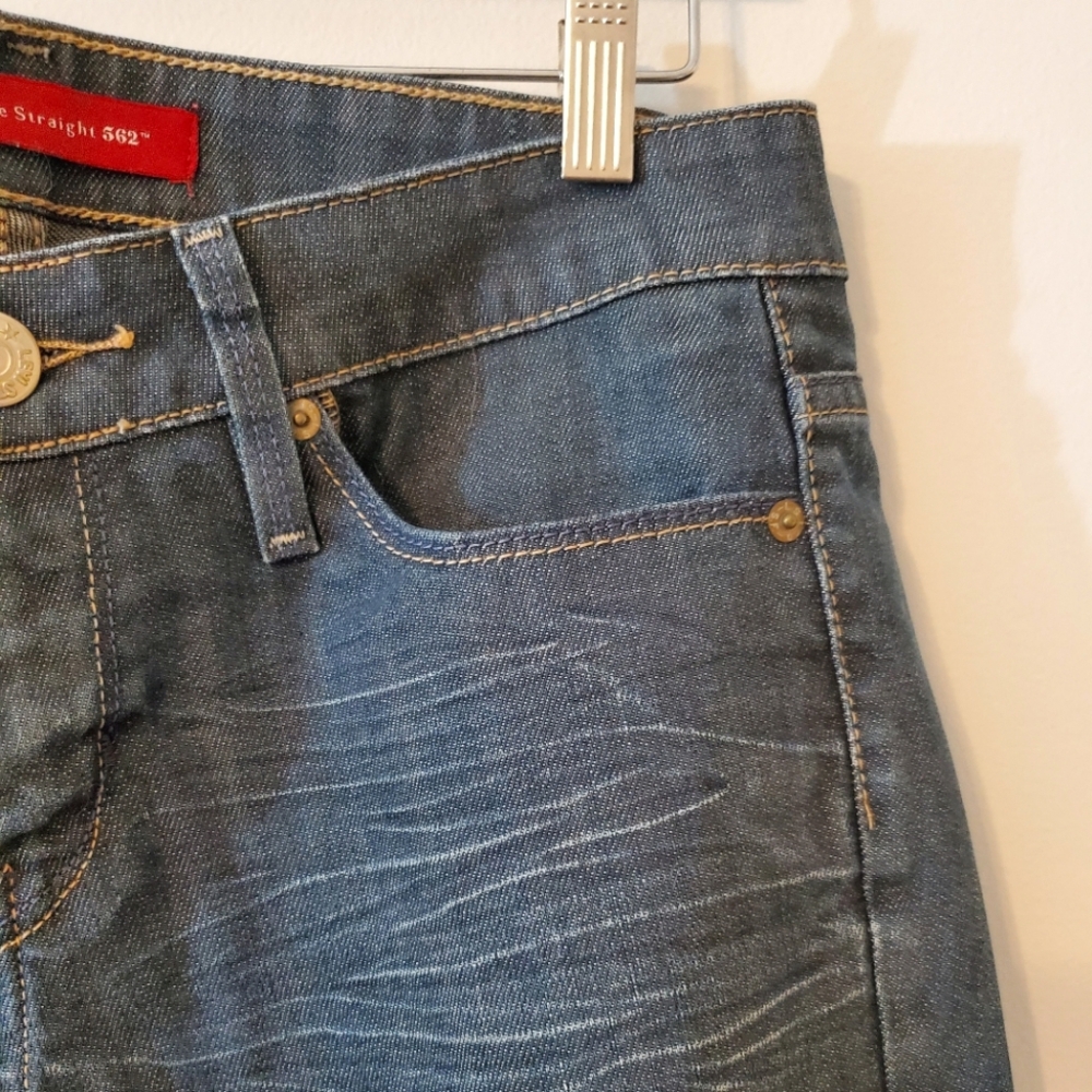 Levi's Vintage Straight 562 Mid Rise Denim Blue Jeans - Size 6M W28 - Picture 6 of 8